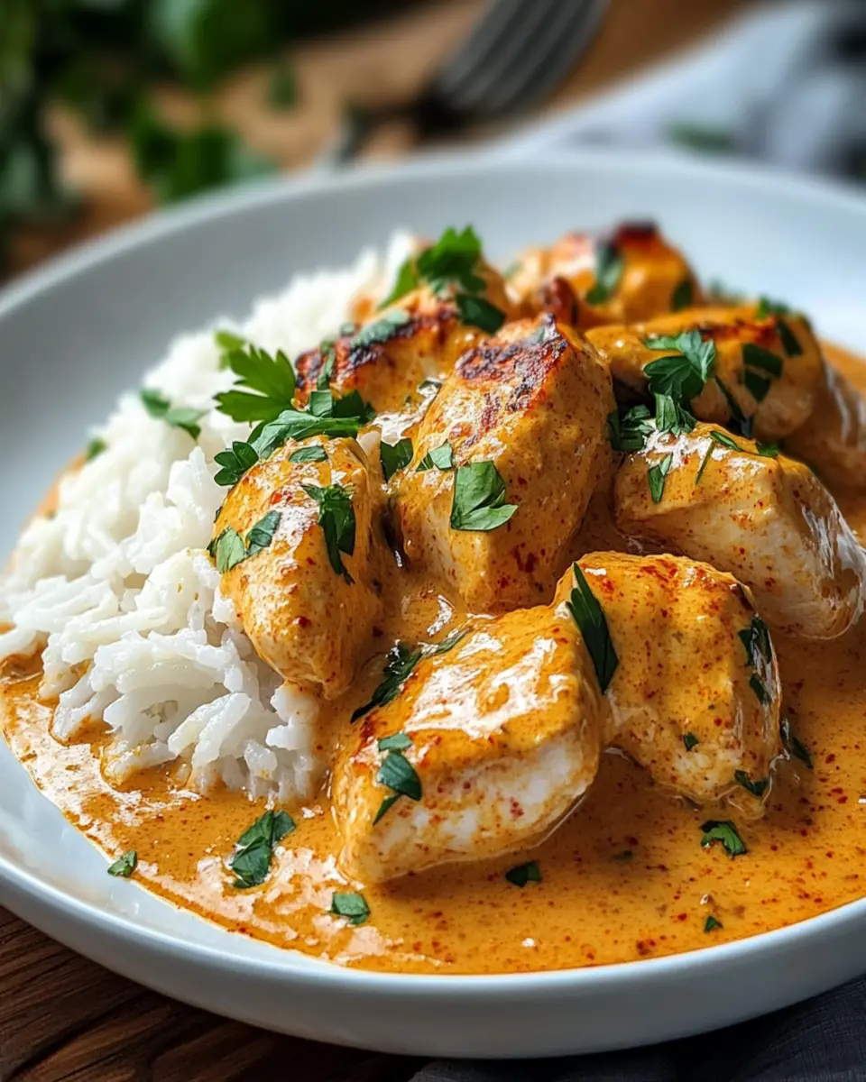Creamy Paprika Chicken with Tender Rice in a Velvety Sauce for a Cozy Dinner First Image First Image