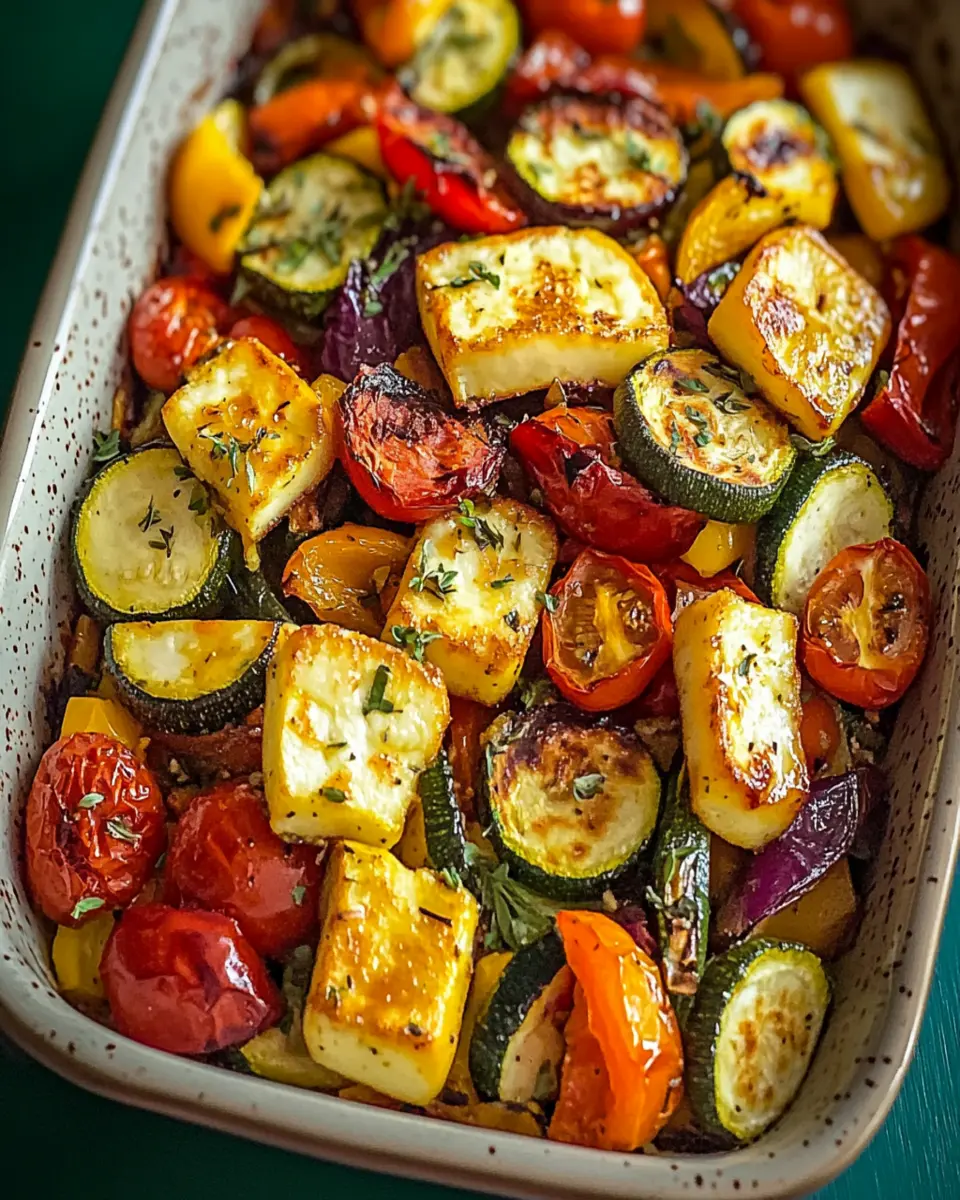 Irresistible Roasted Vegetable and Halloumi Bake Recipe First Image First Image
