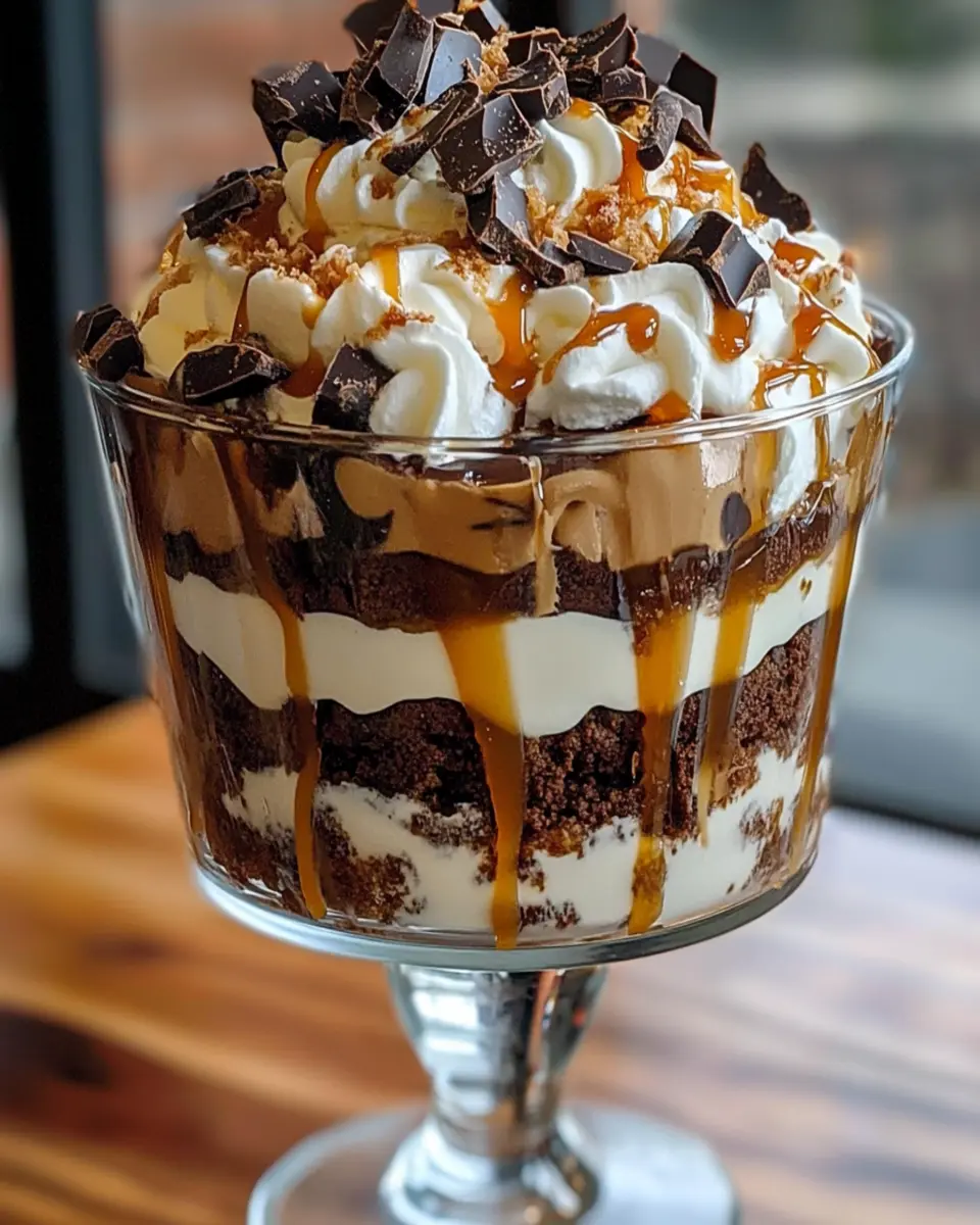 Caramel Cheesecake Brownie Trifle – Easy Layered Dessert Recipe First Image First Image