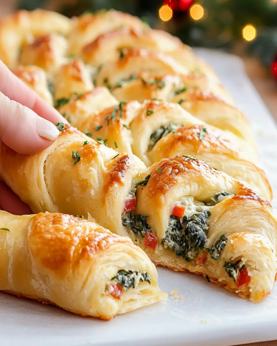 Spinach Dip Stuffed Crescent Roll Christmas Tree First Image First Image