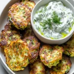 Crisp Greek Zucchini Fritters with Tzatziki First Image First Image