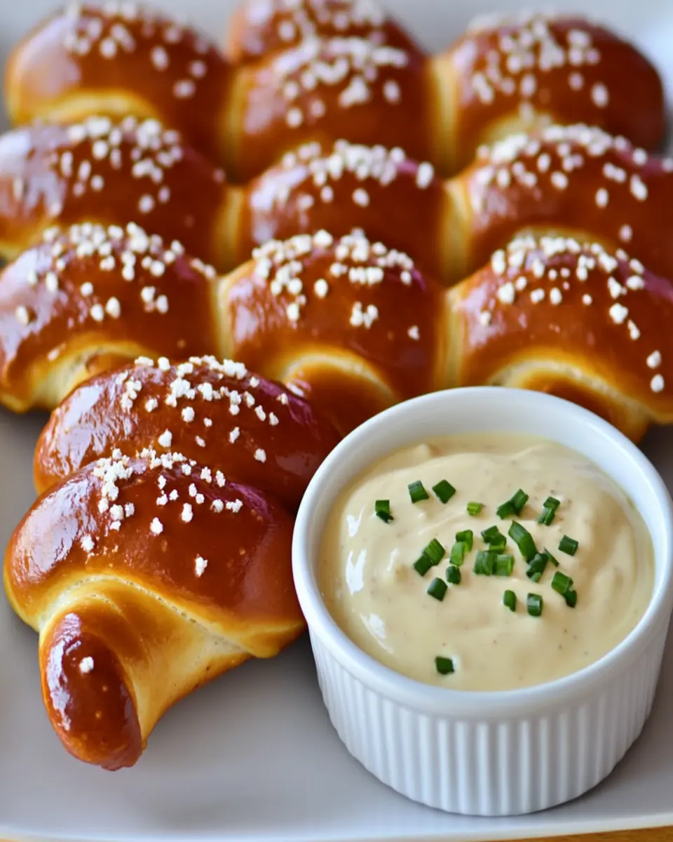 Pretzel Pigs in a Blanket with the BEST Beer Cheese Dip First Image First Image