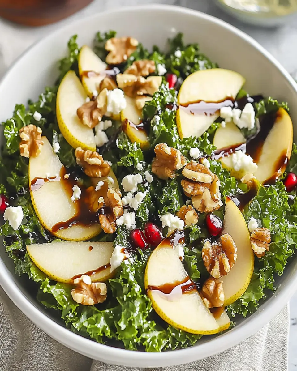 Delightful Pear Walnut Kale Salad with Balsamic Dressing First Image First Image