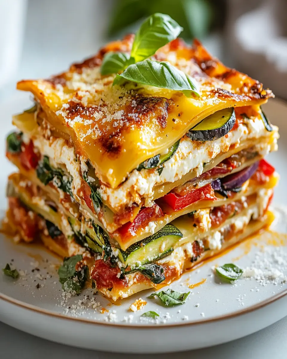 Layered Mediterranean Veggie Lasagna with Creamy Ricotta  First Image First Image