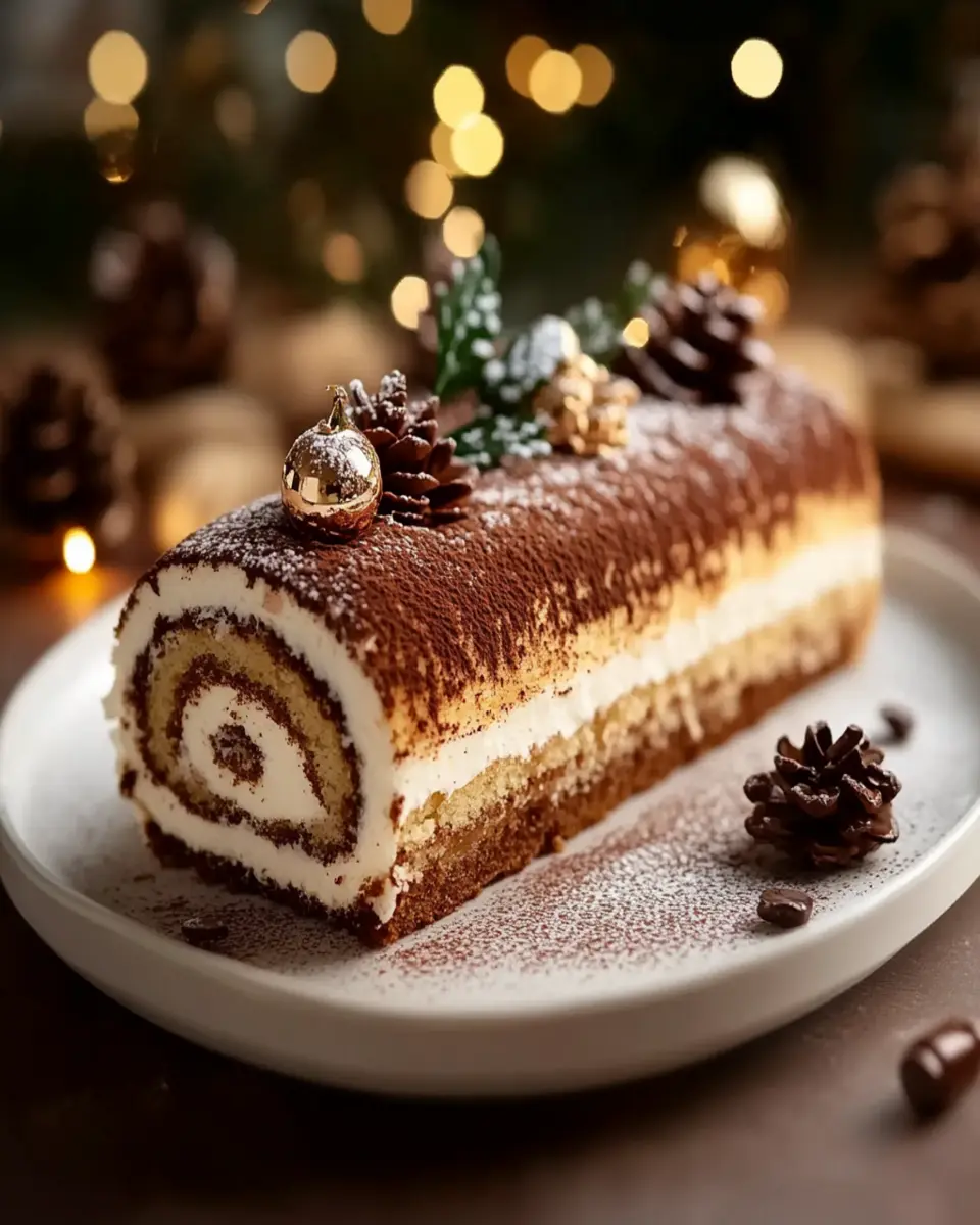 Gourmet Tiramisu Yule Log Cake: A Festive Italian-Inspired Christmas Dessert First Image First Image