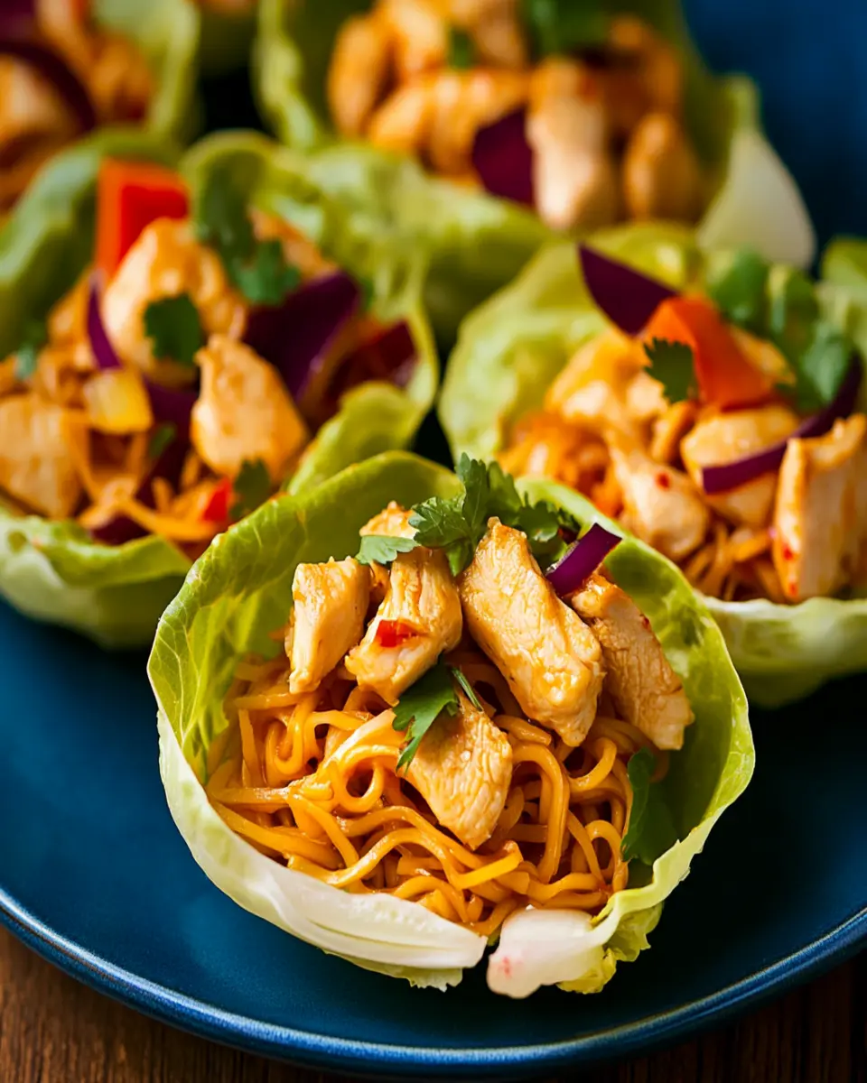 Delicious Singapore Noodle and Chicken Lettuce Cups to Savor First Image First Image