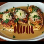 Crispy Parmesan Chicken with a Rich Garlic Sauce Recipe First Image First Image