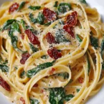 Linguine with Spinach and Sun-Dried Tomato Cream Sauce First Image First Image